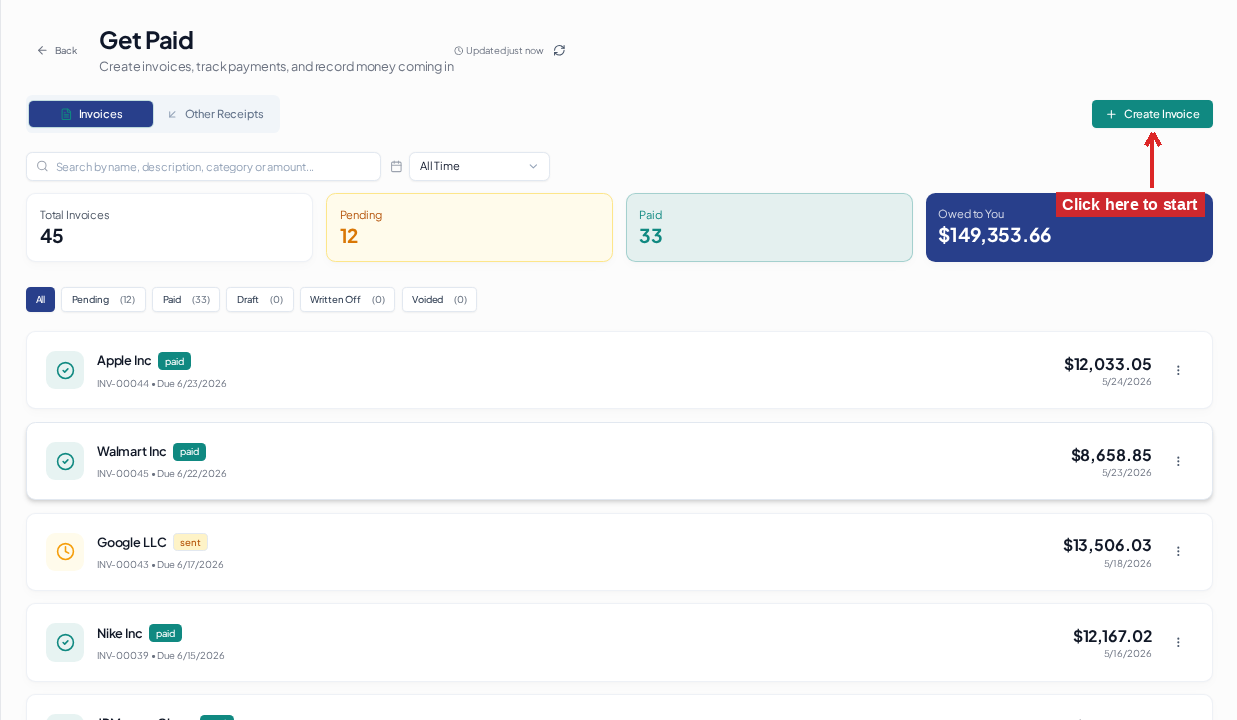 Create your first invoice — overview