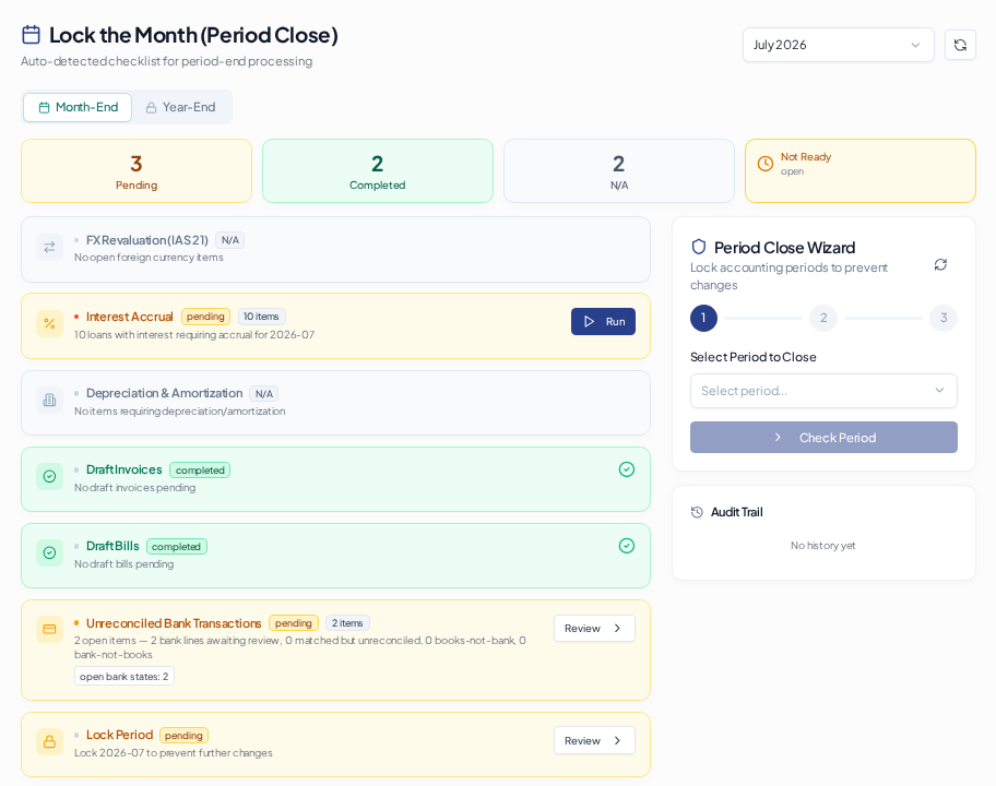 Close a month: overview