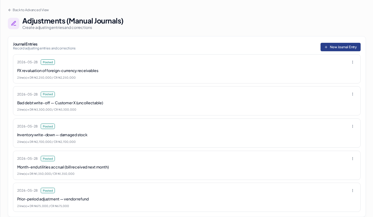 Create a Manual Journal Entry — overview
