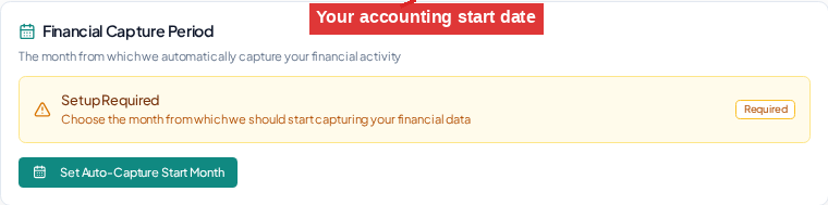 Complete Onboarding · Set Accounting Start Date