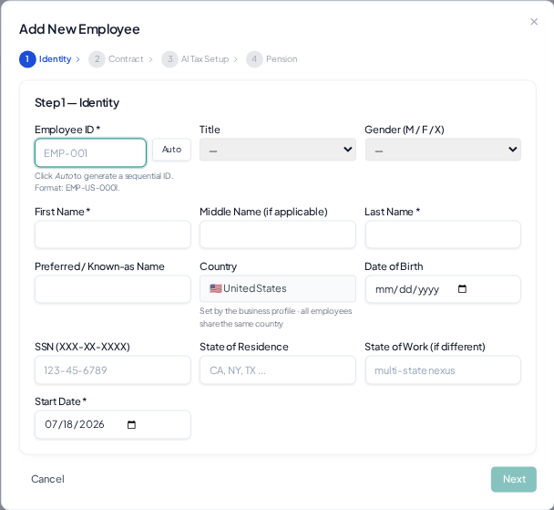 Add an Employee · Enter Personal Details
