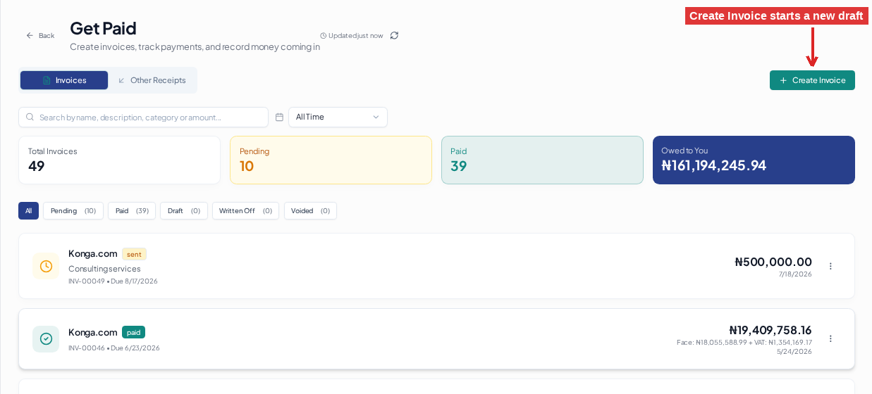 Create Your First Invoice — Create a New Invoice